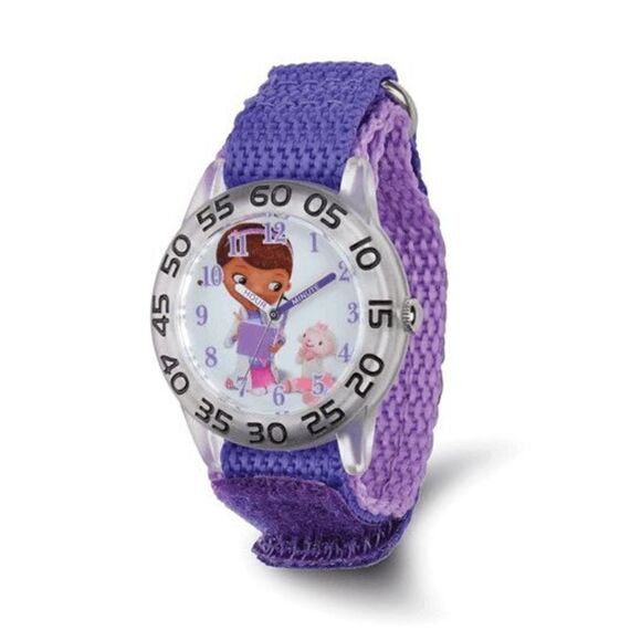 Disney Kids Doc McStuffins Acrylic Purple Nylon Time Teacher Watch - Picture 1 of 4